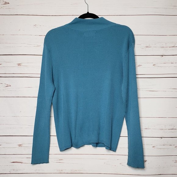 Coldwater Creek Silk Blend Mock Turtleneck Ribbed Sweater - Picture 6 of 8